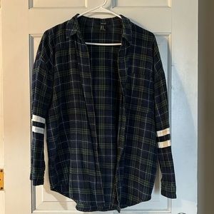 Forever 21 flannel button up with white stripe sleeve detail
